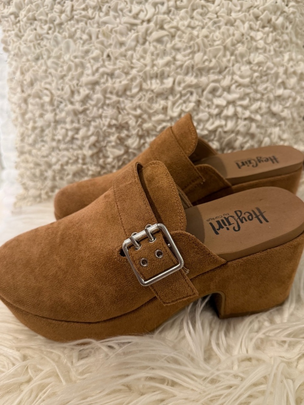 NEW Corkys Hey Girl Brown Suede Platform Clog Mules - Picture 2 of 4